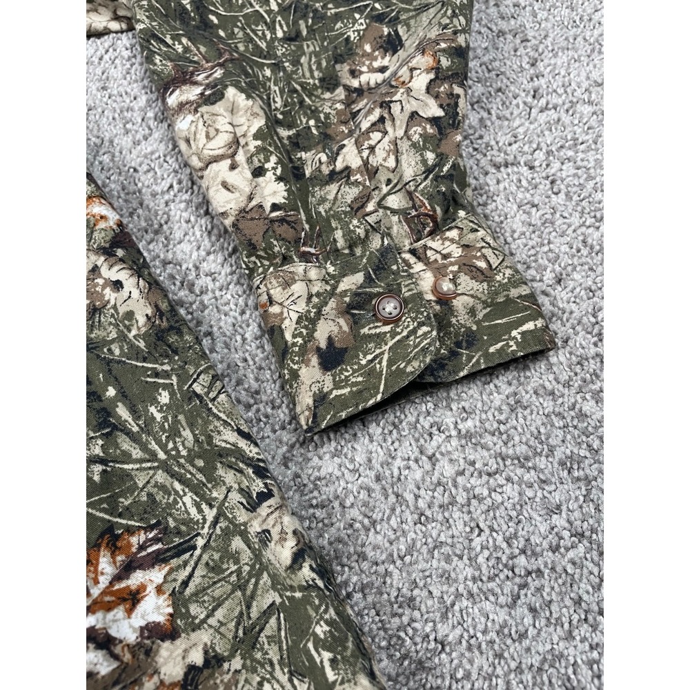 Woods & Water Shirt Mens Large Green Camo Button Down Deer Hunting Outdoor Cabin - Picture 6 of 9